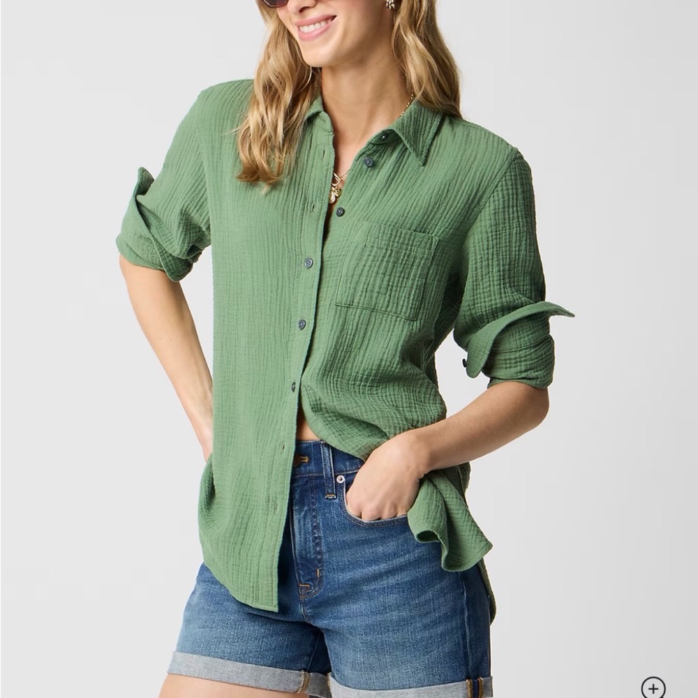 J. Crew Navy gauze button down shirt